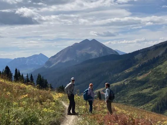 Susan Washko and her team backpacking