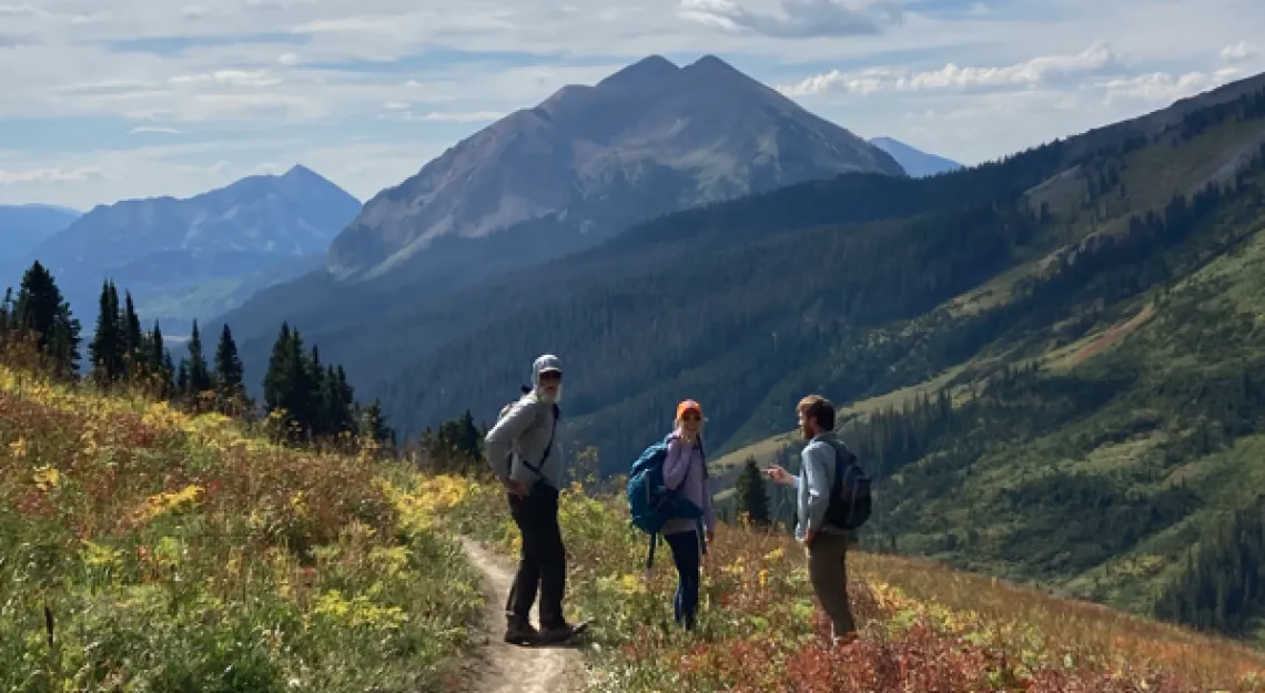 Susan Washko Backpacking with team