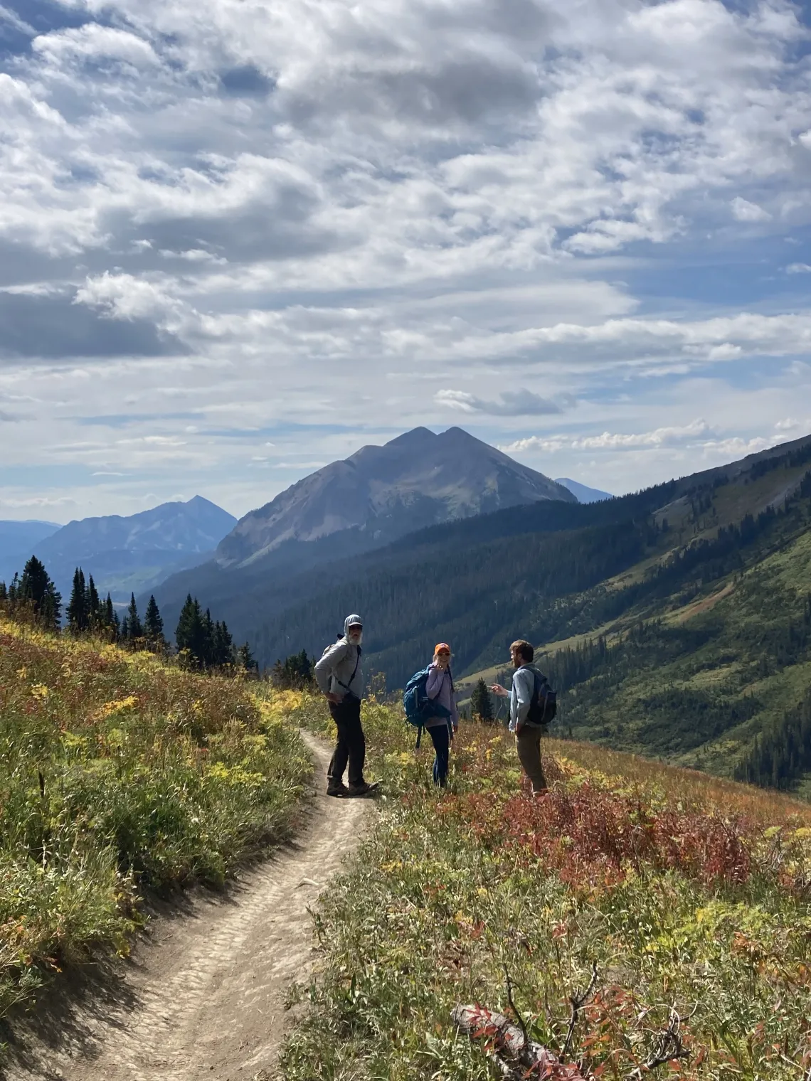 Susan Washko and her team backpacking