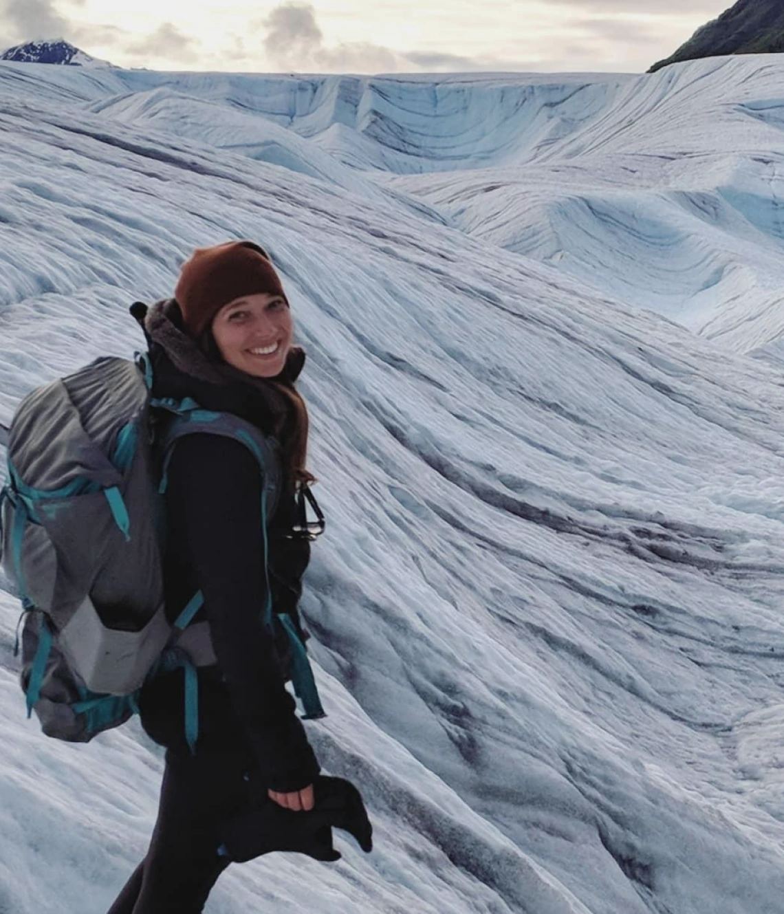 Hannah Hindley at a glacier in Alaska