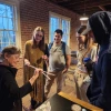 Carson Scholar Jennifer Byram (second from left) talking to audience after her public talk